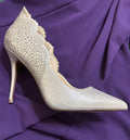 Jessica Simpson golden-metallic heel